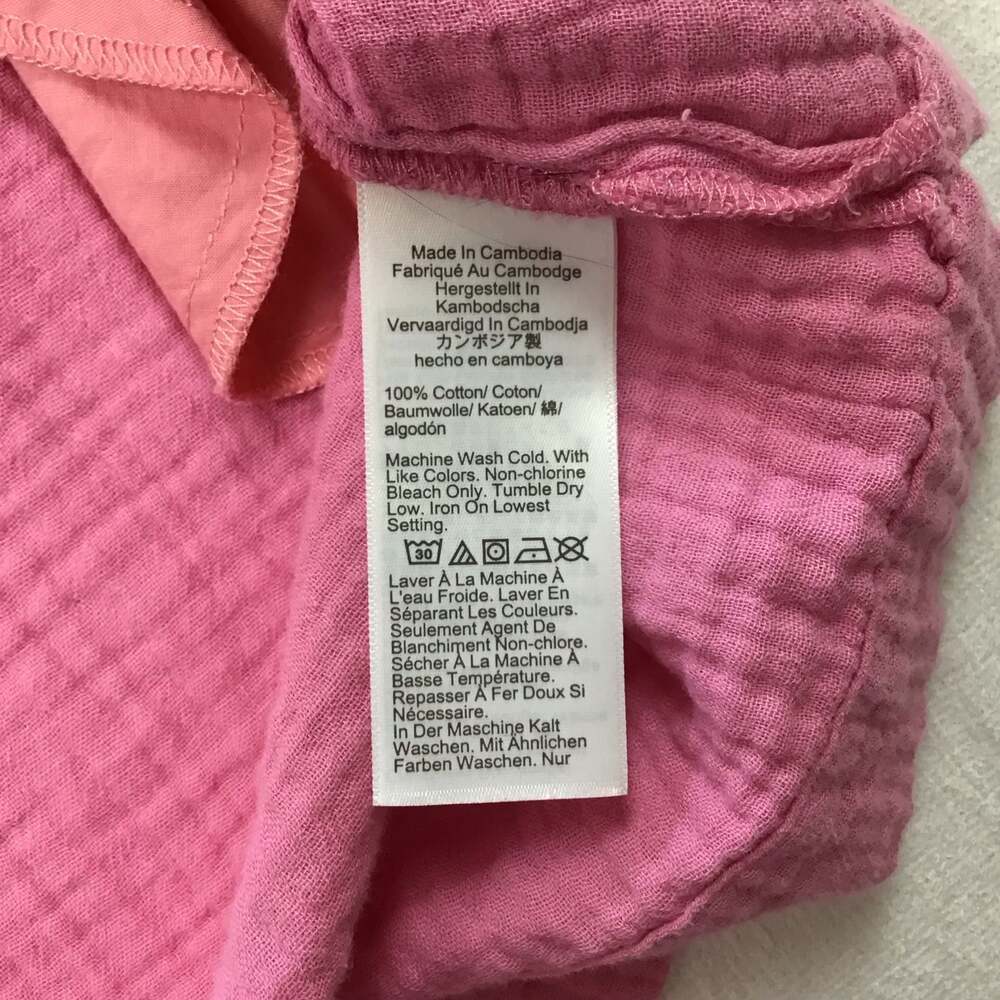 J.Crew Gauze Cotton Popover Dress Festive Pink Large Summer Beach - Picture 11 of 11